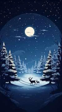 Reindeer christmas night moon. AI generated Image by rawpixel.