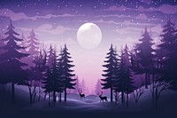 Reindeer purple night moon. 