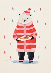 Polar bear wearing christmas scarf winter glove representation. AI generated Image by rawpixel.