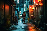 Japan urban street snapshot bicycle vehicle. AI generated Image by rawpixel.