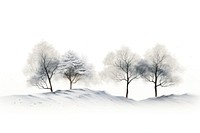 Snow winter landscape drawing tree outdoors. AI generated Image by rawpixel.
