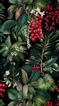 Christmas botanical plants nature cherry fruit. AI generated Image by rawpixel.
