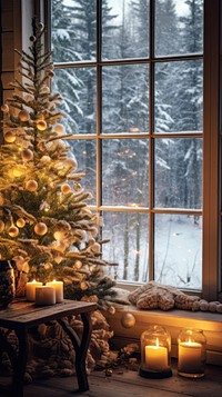 Cozy Christmas Eve christmas window windowsill. AI generated Image by rawpixel.