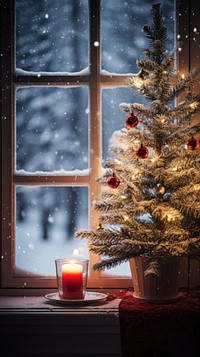 Cozy Christmas Eve christmas window windowsill. AI generated Image by rawpixel.
