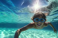 Summer underwater swimming recreation. 