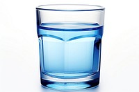 Glass blue white background refreshment. 