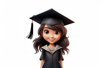 Cute girl wearing graduation hats white background representation intelligence. AI generated Image by rawpixel.
