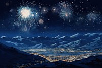 Fireworks night landscape astronomy. AI generated Image by rawpixel.