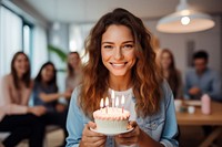 Birthday cake holding dessert. AI generated Image by rawpixel.