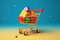 3D christmas shopping cart transportation consumerism celebration. AI generated Image by rawpixel.