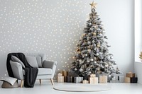 Christmas festive room furniture chair plant. AI generated Image by rawpixel.