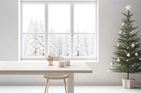 Christmas theme table tree windowsill. AI generated Image by rawpixel.