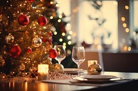 Christmas candle table glass. AI generated Image by rawpixel.