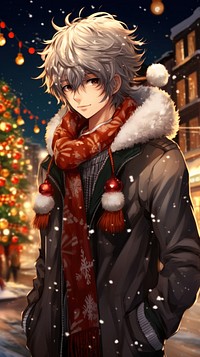 Anime cool christmas adult coat. AI generated Image by rawpixel.