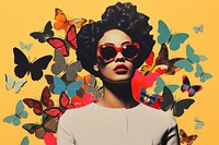 Butterfly black woman sunglasses portrait adult. AI generated Image by rawpixel.