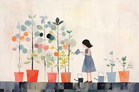 Art painting plant girl. AI generated Image by rawpixel.
