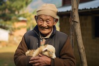 Bhutanese man smiling holding adult. AI generated Image by rawpixel.