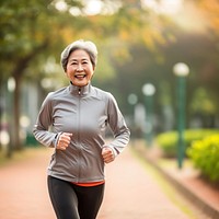 Thai woman running jogging adult architecture. AI generated Image by rawpixel.