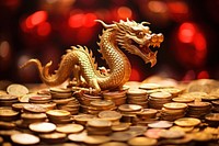 Chinese new year dragon money coin. AI generated Image by rawpixel.