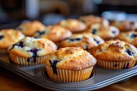 Blueberry muffins dessert baked bread. AI generated Image by rawpixel.