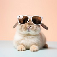 Cute little bunny rabbit sunglasses mammal animal. 