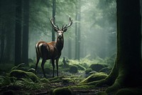 Red deer forest land landscape. AI generated Image by rawpixel.