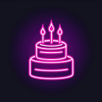 Birthday cake icon neon purple light. AI generated Image by rawpixel.