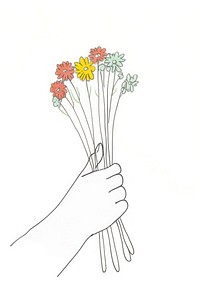 Hands holding flowers drawing sketch plant. AI generated Image by rawpixel.