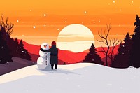 A person hugging a snowman outdoors winter nature. AI generated Image by rawpixel.