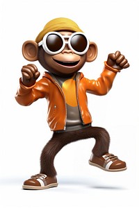 A cartoon monkey dancing white background representation sunglasses. AI generated Image by rawpixel.