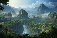 Jungle tree vegetation landscape. AI generated Image by rawpixel.