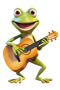 A frog guitar amphibian white background. AI generated Image by rawpixel.