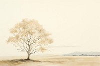 Big tree landscape painting drawing sketch. AI generated Image by rawpixel.
