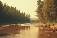 River landscape forest wilderness sunlight. AI generated Image by rawpixel.