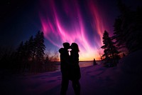 Silhouette landscape outdoors kissing. AI generated Image by rawpixel.