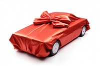 Red gift paper car white background celebration. 