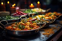 Indian Dishes restaurant food meat. AI generated Image by rawpixel.