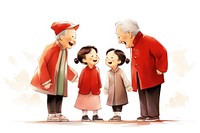 Family cute illustration greeting. AI generated Image by rawpixel.