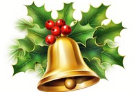 Golden christmas bell holly red illuminated. AI generated Image by rawpixel.