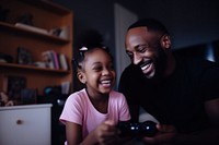 Child dad Gaming family. AI generated Image by rawpixel.