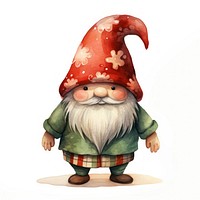 Flat watercolor paint graphic gnome christmas. 