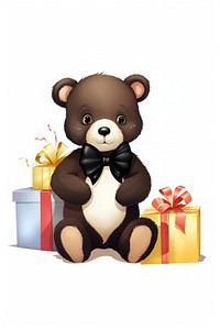 A birthday bear sitting toy white background. AI generated Image by rawpixel.