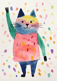Happy cat girl celebrating art painting drawing. AI generated Image by rawpixel.