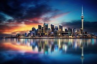 Auckland architecture cityscape landmark. AI generated Image by rawpixel.