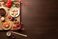 Chinese family greeting photo food. AI generated Image by rawpixel.