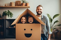 Family cardboard adult house. 