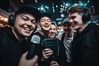 Content creator laughing adult men. AI generated Image by rawpixel.