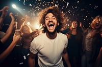 Content creator laughing adult party. AI generated Image by rawpixel.