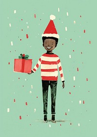 A Happy black boy celebrating Christmas wearing Santa hat christmas portrait celebration. AI generated Image by rawpixel.