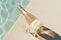 Champagne bottle mockup, packaging design psd